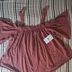 Free People Dusty Rose Off-Shoulder Blouse